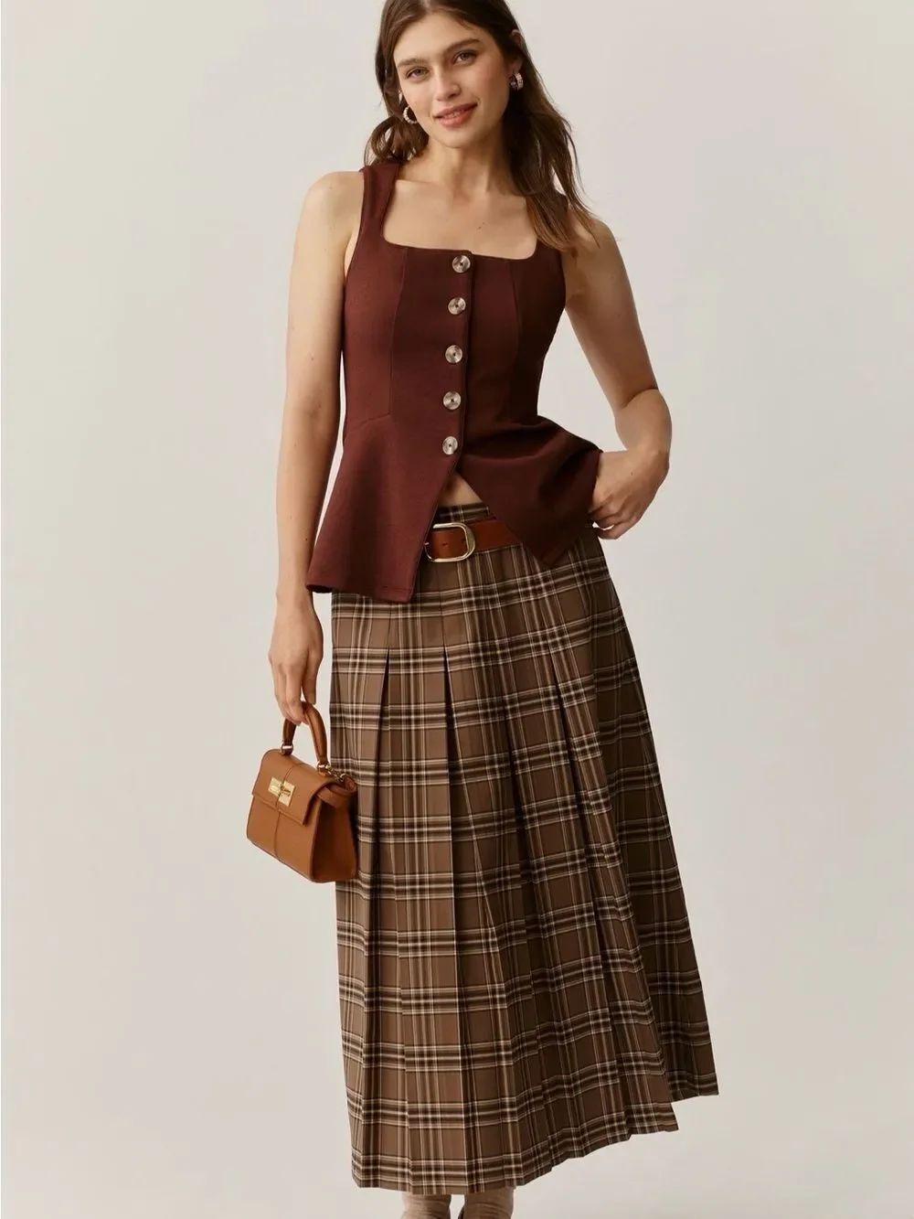NWT Anthropologie Maeve Structured Longline Vest Brown Size Small